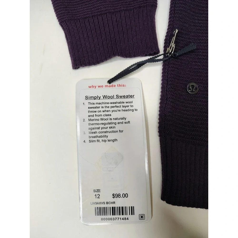 Lululemon simple wool crewneck pullover sweater Size 12